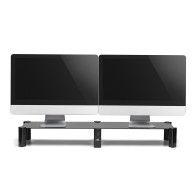 Monitorställ för två skärmar - dubbel Maclean, max 20 kg, härdat glas, (1029x285x127mm), MC-936
