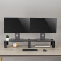 Monitorställ för två skärmar - dubbel Maclean, max 20 kg, härdat glas, (1029x285x127mm), MC-936