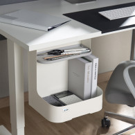 Behållare med underfack / organisatör med hylla för tillbehör Ergo Office, vit, max 5 kg, ER-442.