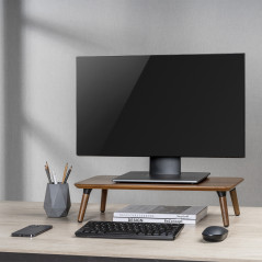 Trämonitor- / laptopställ Maclean, (500x240x120mm), valnötssvart färg, max. 20 kg, MC-930 | HandlaSmidigt.se