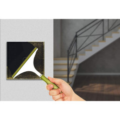 Tryckknapp för Maclean-ljus, dubbel, för trappor, korsformad glas, svart med rundad upplyst knapp, 86x86mm, MCE711B.