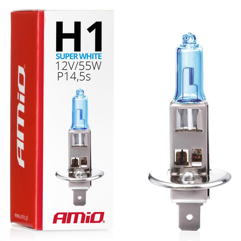 Halogenlampa h1 12v 55w super vit amio-01489