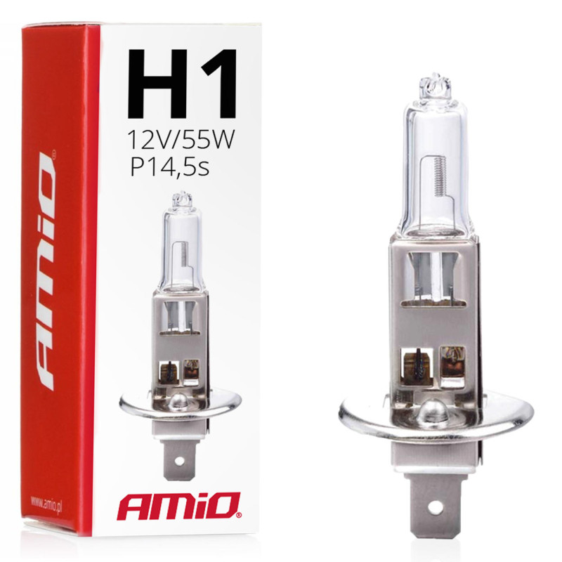 Halogenlampa h1 12v 55w med UV-filter (e8) amio-01484