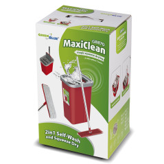 Platt mopp med hink och vridpress GreenBlue, två microfiberinsatser HQ, kapacitet 5,7L, MaxiClean GB870.