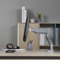 Monitorfäste i aluminium med gasfjäder Ergo Office, dubbelarm, VESA 75x75/100x100, 17'-32' 10 kg silver, ER-447