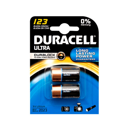 8702- Litiumbatteri 3v cr123 duracell blister 2 stycken | HandlaSmidigt.se