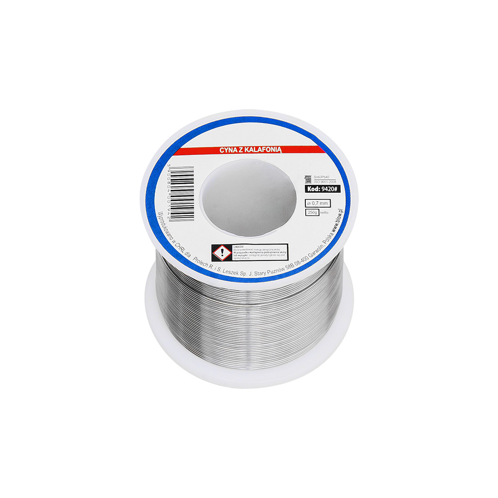 9420- Cyna 0,70/250g sn60pb40 tinol
9420- Tinnit 0,70/250g sn60pb40 tinol