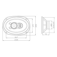 0949- Högtalare blow wh-6916 6x9' 3-vägs bilhögtalare kit
