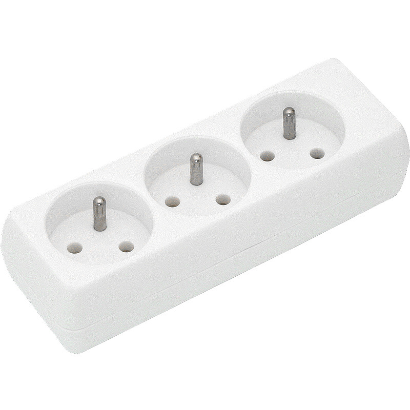 9759- Vägguttag gn-370/gn-330 3-uttag med jordanslutning vit