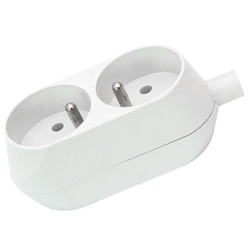 9575 - Dubbeluttag gn-270 med jordning, vitt