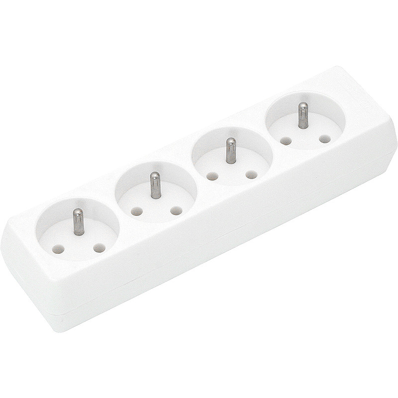 9758-                Uttag gn-470 4-uttag med jordning vit