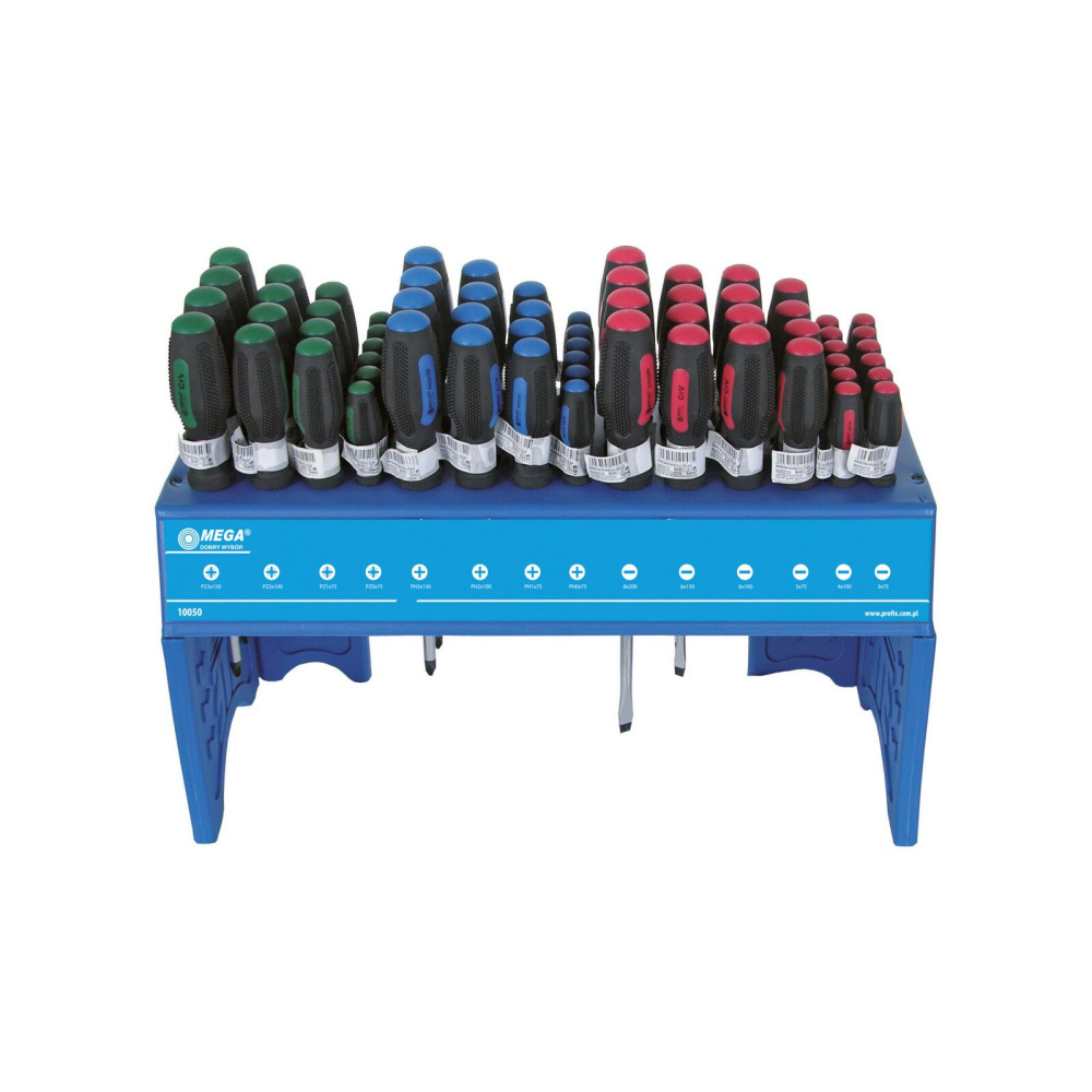 10050 Ekspozytor wkrętaki 126 elementów (PŁ+PH+PZ), jeżyki CV, Mega 10050 Ekspozytor wkrętaki 126 elementów (PŁ+PH+PZ), jeżyki CV, Mega