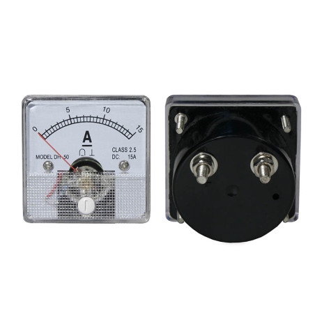 94995 - Analog amperemeter kvadrat 15A + sidokoppling