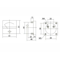 94995 - Analog amperemeter kvadrat 15A + sidokoppling