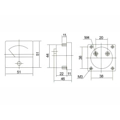 2153 - Analog amperemeter square 20A + shunt