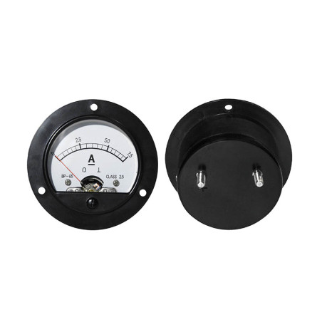 51-075- Analog rund amperemeter 7.5a + sidokoppling