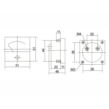 51-215- Analog voltmeter square 15V