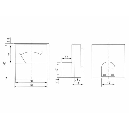 51-630- Analog voltmeter square mini 30V