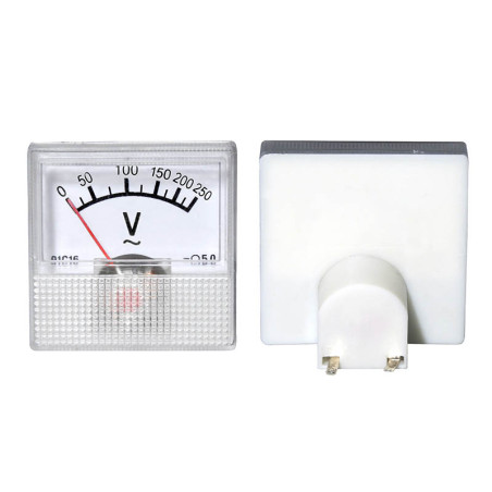 51-625- Analog voltmeter square mini 250V direct current