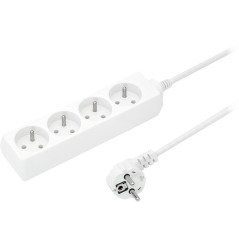 9708- Nätdelar förlängningssladd ps-470p 4-uttag med jordning 1,5m vit 3x1mm