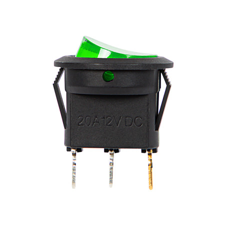 3909 - Rund grön upplyst strömbrytare 12V