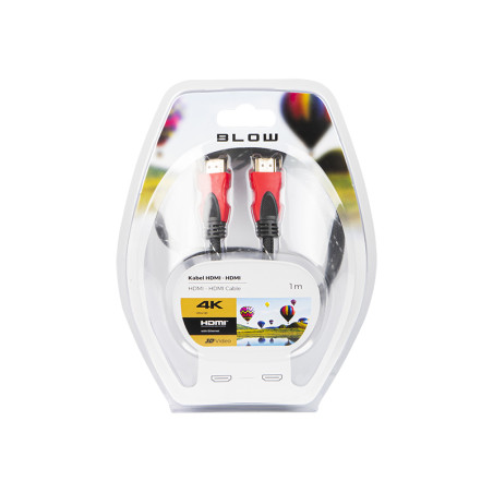 92-051- HDMI-HDMI-kabel röd 4k 1.0m rak