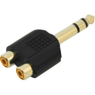 3302- Grenkontakt hane 6,3mm till 2 RCA hona guld