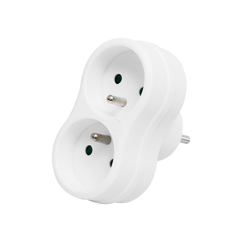 9753- Grenuttag r-270p 2-uttag med jordning rund