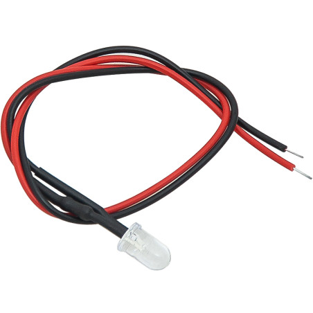 4606- Lysdiod 5 mm röd 12v med 20 cm kabel