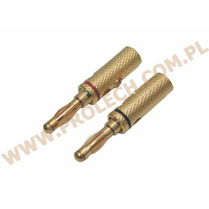 9899 - Guldskruvad liten svart+röd banankontakt