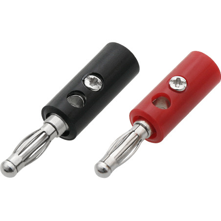 4049 - Plastisk banankontakt med skruv, röd+svart