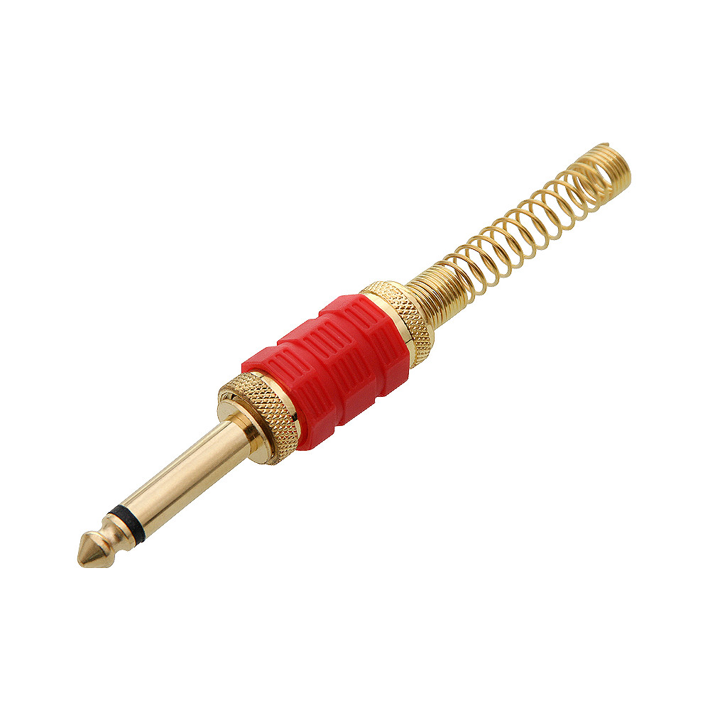 1233 - Jack-kontakt 6,3 mm mono guld HQ röd 1233 - Jack-kontakt 6,3 mm mono guld HQ röd