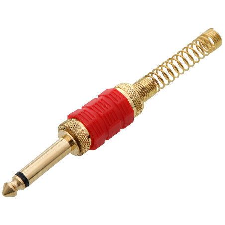 1233 - Jack-kontakt 6,3 mm mono guld HQ röd