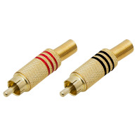 1034- Wtyk rca cinch złoty duży (czarny/czerwony)