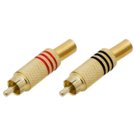 1034- RCA-kontakt hane guld stor (svart/röd)