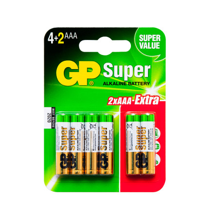 8724 - Alkaliskt batteri AAA 1.5 LR3 GP Super 6-pack | HandlaSmidigt.se