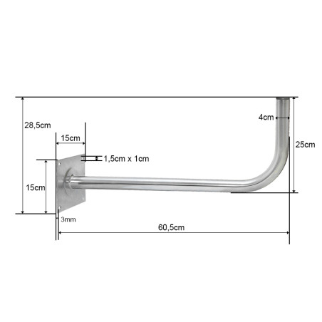 76-912- Väggmonterad böjd handtag 600