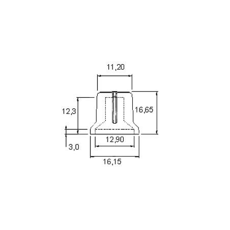 8698 - Potentiometerknopp svart n-2 med röd markering 17,5 mm