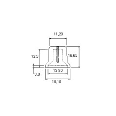 8698 - Potentiometerknopp svart n-2 med röd markering 17,5 mm