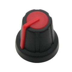 8698 - Potentiometerknopp svart n-2 med röd markering 17,5 mm