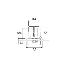 8690 - Potentiometerknopp för axel n-1, 6 mm vit 16 mm