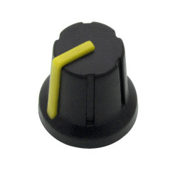 8687 - Potentiometerknopp för axel n-1 med 6 mm diameter, gul, 16 mm