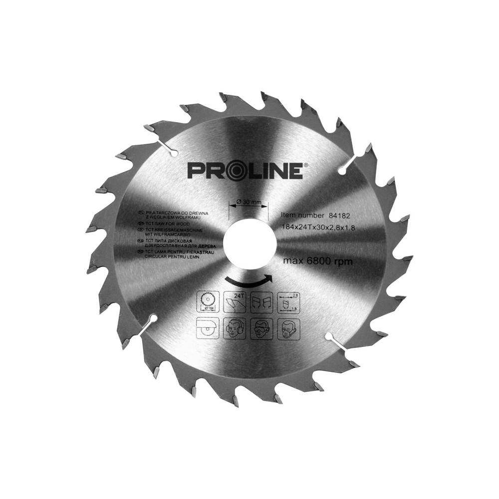 84182 Tarcza z węglikiem spiekanym do drewna 184mm, 24 zęby, Proline 84182 Tarcza z węglikiem spiekanym do drewna 184mm, 24 zęby, Proline