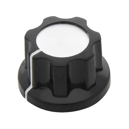 8804 - Potentiometer knob bakelit svart/silver diameter 19mm
