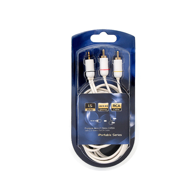92-633- Anslutningskabel hane 2,5 mm - 2xRCA portabel 1,5 m