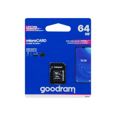 66-226- MicroSDXC-kort 64 GB + SD-adapter cl10goodram UHS-I