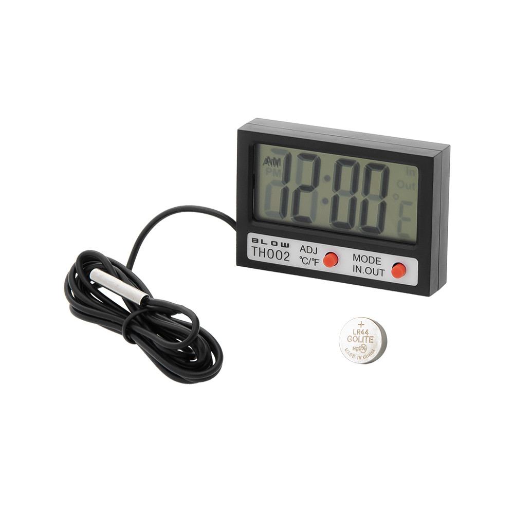 50-311 - Paneltermometer med LCD-display och klocka TH002 50-311 - Paneltermometer med LCD-display och klocka TH002