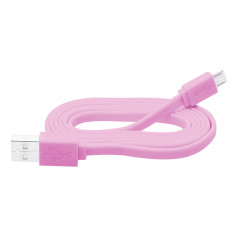 66-065- USB A - Micro B anslutning 1,0m rosa flat blister
