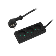 4806 - Förlängningssladd ps-370 med 3 uttag med jord 3m svart 3x1,5mm