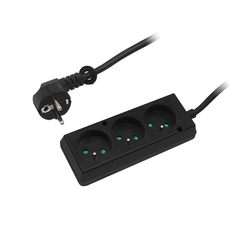 4806 - Förlängningssladd ps-370 med 3 uttag med jord 3m svart 3x1,5mm
